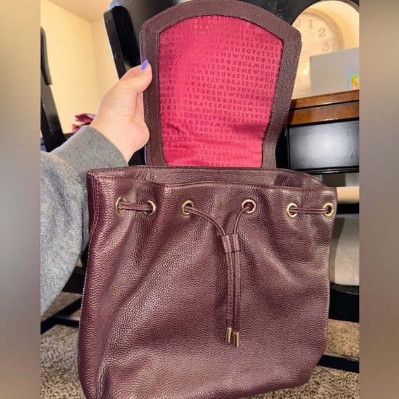 Kate Spade maroon back pack, gently used - Picture 5 of 7